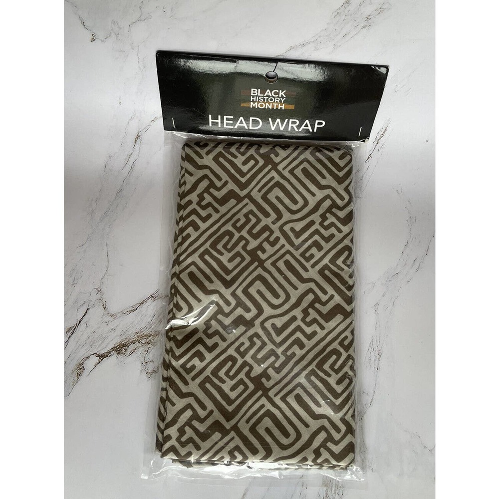 Women’s Head Wrap, Polyester, Neutral Tone Geometric Pattern, NWT Hair Scarf